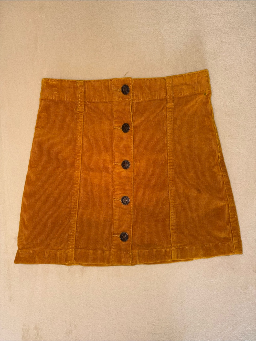 Forever 21 Mustard Button-Front Corduroy A-Line Mini Skirt
